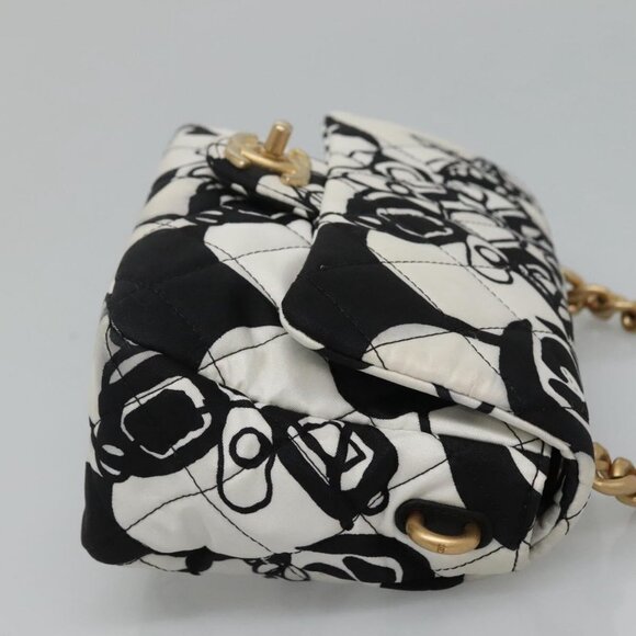 CHANEL Mini Matelasse 20 Chain Single Flap Bag Nylon 2way White CC Auth - Picture 4 of 16